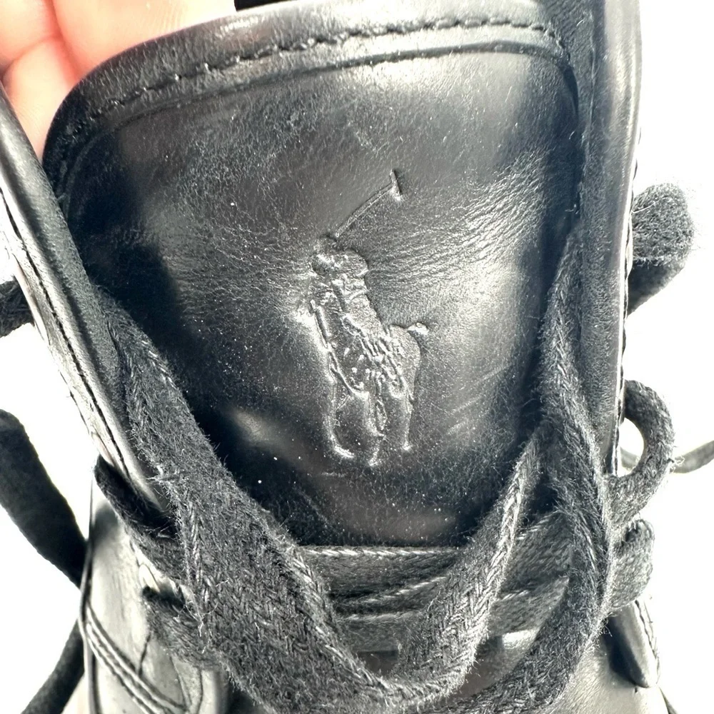 Polo Ralph Lauren Maykn Oil Leather Chukka Boots Mens 9 Black Shoes Preppy